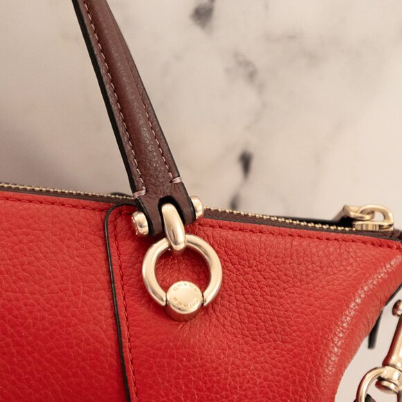 Coach Kacey Satchel – Red with Brown Trim – LIKE NEW - Picture 8 of 15